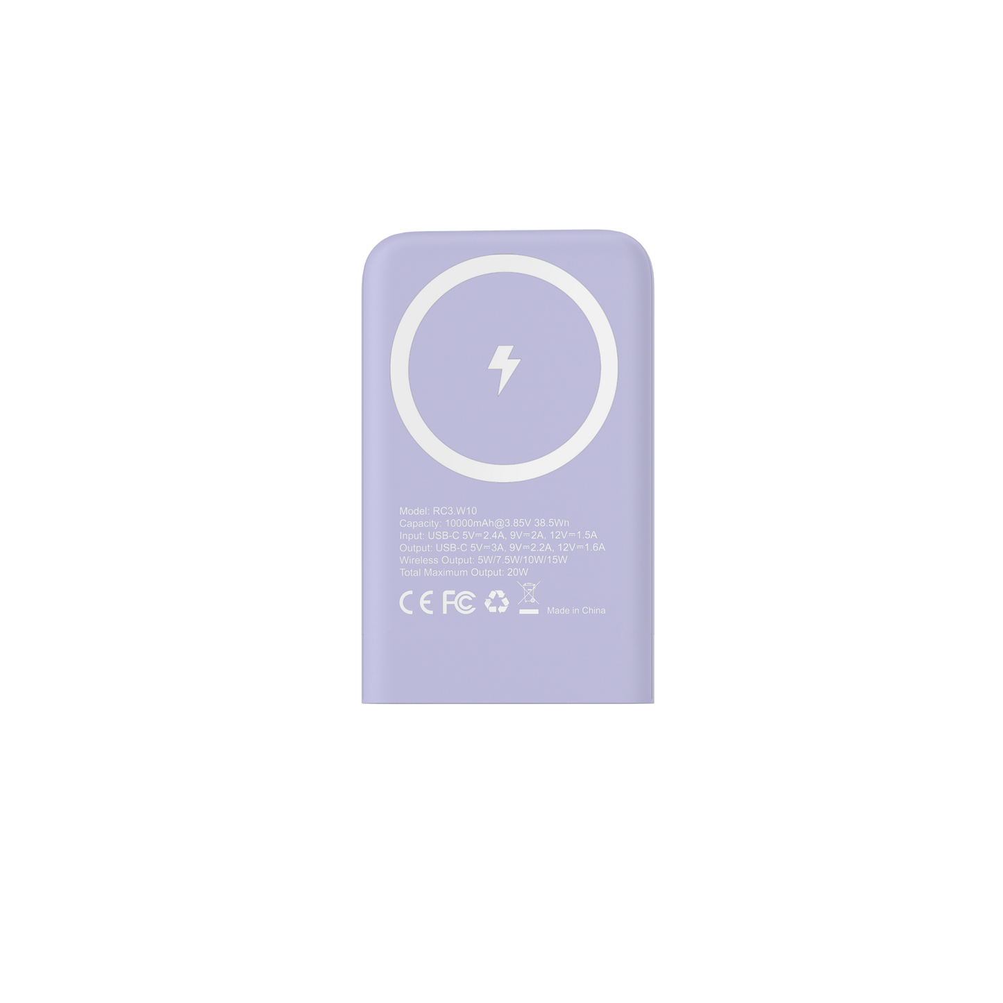 Pastel Purple - DIGSIC 15W Wireless Power Bank (10,000mAh)